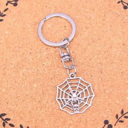 Fashion Keychain 29*27mm cobweb spider halloween Pendants DIY Jewellery Car Key Chain Ring Holder Souvenir For Gift