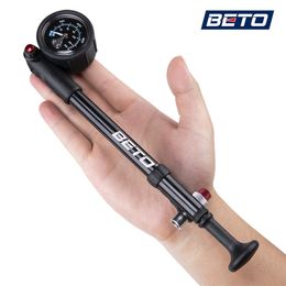 Beto Bike Shock Pump MTB Fork / Rear Suspension For Bicycle 400 PSI Hose Air Hand With Pressure Gauge Inflator 220225