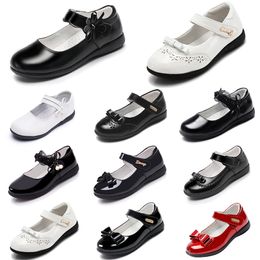 Для детских девочек дизайнерская платформа отличная кожаная обувь принцессы с мягкими днами Черное тройное белое на открытом воздухе Летняя ходьба Joggi 19