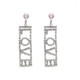 Dangle & Chandelier Luxury LOVE Letter Big Crystal Drop Earrings Gold Silver Color Rhinestone For Women Wedding Party Jewelry1