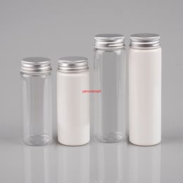 50pcs 50ml 80ml clear white Empty Plastic Container With Aluminium Screw Lid Travel Packaging For Cosmeticsgood package