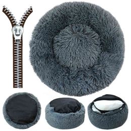 Round Removable Cover Dog Sofa Bed Dog Kennel with Zipper Washable Pet Bed Cat Mats Warm Sleeping Sofa for Large and Small Dog 211220K