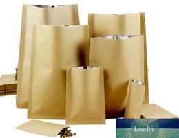 100pcs Flat Bottom Kraft Paper Open Top Bag Tea Powder Coffee Paper Gift Wedding Bag Heat Sealing Vacuum Bag