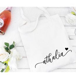 bridal shower girl UK - Personalized Bridesmaid Tote Bags Bags Tote Flower Girl cutom Bridal Shower Gift Canvas1
