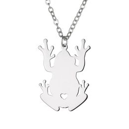 Frog Pendant Necklace with love heart Stainless Steel Animals Charm Link Chain Jewellery for Women and Men Children Gifts