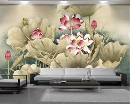 Romantic Floral 3d Wallpaper Noble Lotus 3d Wallpaper Customised Wallpaper For Walls Home Decoration