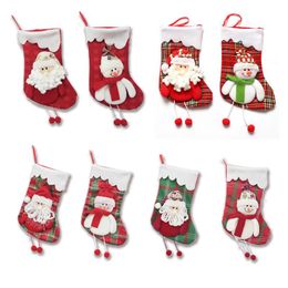 14inch Christmas Stockings Small Size Children Gift Bags Xmas Socks Decorations Decor Family Holiday Season Santa Claus Snowman YL0002