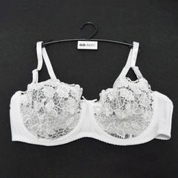 YANDW Brand White Lace Bralette Women Bra Plus Size Sexy Transparent Brassiere BH Lingerie Mesh 34 36 38 40 42 44 A B C D 201202