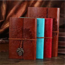 Party Favour Vintage Binder Embossed Travellers Notepads PU Leather Journal Notebook Refillable Retro Spiral Diary Sketchbook CG001