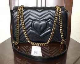 2021-Marmont Shoulder Bags Women Gold Chain Cross body Bag Pu Leather Crossbody Handbags Purse Female Messenger Tote Bag GU0365