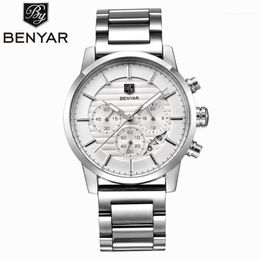 Wristwatches BENYAR Men's Watch Casual Fashion Brand Stainless Steel Strap Chronograph Calendar Quartz Waterproof Sports1