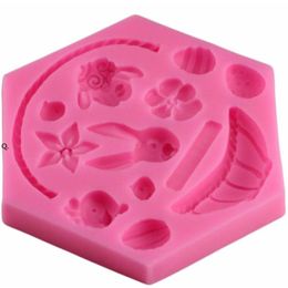 DIY Easter Children's Day Decoration Soap Chocolate Fondant Rabbit Egg Basket Cake Silicone Baking Mold Biscuit Mould BBB14366