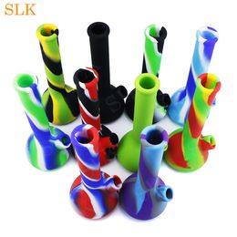 8.6'' mini beaker water pipes straight bong non fading silicone bongs glass oil burner dabs rig water bubbler with glass accessories Hookah