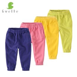 SVELTE Kids Boys Girls Casual Polar Fleece Solid Pants Trousers for Spring Autumn Unisex Children Sport trousers For 2- LJ201019