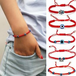 Lucky Bracelet Handwoven Bracelet Kabbalah Red String Thread Hamsa Bracelets Blue Turkish Evil Eye Charm Jewelry Friendship Bracelet