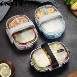 ONEUP Stainless Steel Portable Student Insulated Lunch Box For Kids Kitchen Accessories Leak- Proof Food Container Picnic School Y200429