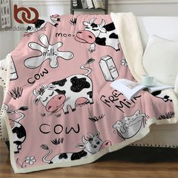 BeddingOutlet Pink Cow Sherpa Fleece Blanket Milk Cartoon Throw Cute Farm Animal Blanket Unicorn Cow Plush Blanket for Bed Couch 201222