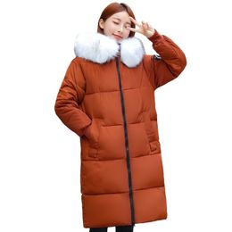 Plus Size 5XL 6XL 7XL Winter Coat Women Hooded Fur Collar Oversize Loose Winter Jacket Women Long Parkas Big Size Down Jacket 201017