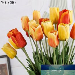 High-grade Dropshipping 10pcs/lot Tulip Fabric Flowers Artificial Silk Tulip Fabric Flowers for Wedding Home Store Decoration