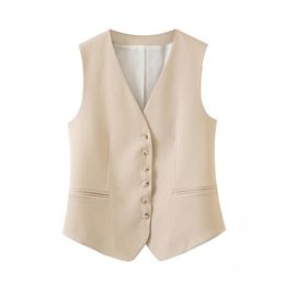 Women's Vest Single-Breasted Work Wear Slim Short Veste Femme New Autumn Waistcoat Office Lady Sleeveless Jacket 201211