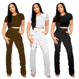 Women tracksuit short sleeve outfits two piece set sportswear casual sport suit new hot selling womens clothing klw4529