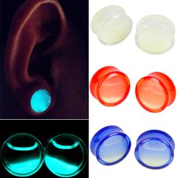 Vintage Ear Expander Shellhard Clear Acrylic Glow in the Dark Liquid Flesh Tunnel Ear Plug Stretcher Piercing Body Jewellery