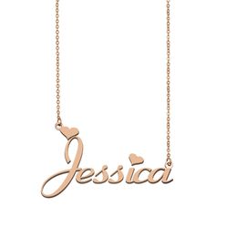 Jessica name necklaces pendant Custom Personalized for women girls children best friends Mothers Gifts 18k gold plated Stainless steel Jewelry