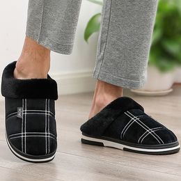 Men's Slippers Home Size 50 Warm Antiskid Sturdy Sole House Shoes for Men Gingham Veet Suede Fur Slippers Y200107 GAI GAI GAI