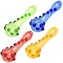 Nice Pretty Colorful Pyrex Thick Glass Smoking Tube Handpipe Portable Handmade Dry Herb Tobacco Oil Rigs Filter Bong Hand Pipes DHL Free