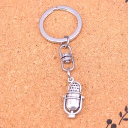 Fashion Keychain 26*13mm retro vintage mircophone Pendants DIY Jewellery Car Key Chain Ring Holder Souvenir For Gift