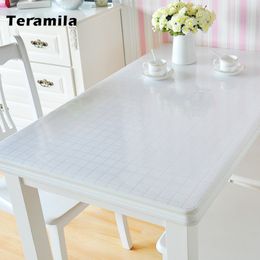 Teramila 1.0/1.2/1.5mm Waterproof Oilproof Transparent Table Cloth PVC Tablecloth Soft Glass For Kitchen Dining Table Cover Mat 201120