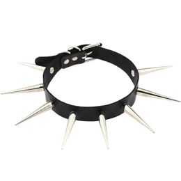 Punk Big Metal Spike Rivets Rock Gothic Chokers PU Leather Stud Collar Choker Necklace Hip Hop Statement Jewelry