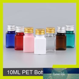 Sedorate 50 pcs/Lot Mini 10ML Plastic Square Bottle With Inner Plug Aluminium Screw Lid Travel Bottle For Cosmetic Cream FN006-1