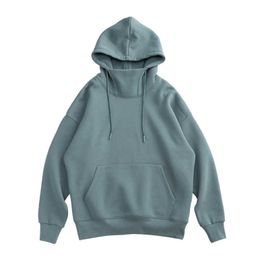 Men's Hoodies Chao brand solid Colour Plush thickened high collar Hoodie oversize drop shoulder sleeve men's and women's hip hop sweater coat200