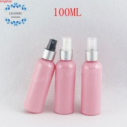 100ML Pink Plastic Bottle With Silver Spray Pump , 100CC Empty Cosmetic Container Toner / Water Packaging ( 50 PC/Lot )good qualtit