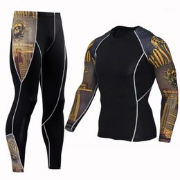 Running Sets 2pcs/set Pants+T Shirt Sportswear Compression Run Basketball Jerseys Soccer Training Pant Skinny Tights Men's Gym Sport Tops