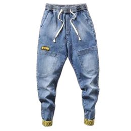 Primavera verão 2021 moda fina jeans jeans jeans tendência harlan calças casuais espírito rapaz meninos amarrar pequenos pés calças adolescentes