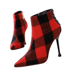 Hot Sale-Ankle boots for women 22-25 cm length autumn and winter boots women Round toe Elastic cloth velvet mid-heel booties female+shoes