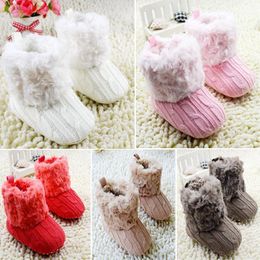 Baby Shoes Infants Crochet Knit Fleece Boots Toddler Girl Boy Wool Snow Crib Shoes Winter Booties1