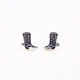 Trendy Boots Stud Earrings Antique Silver Plated Imitation Shoe Type Design Environmental Protection Material Suitable for Men And Women