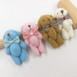 30pc Little Mini Cute 4Colors 6CM Joint Bear Stuffed Plush TOY DOLL Bear Plush TOY Garments Hair Decor Plush DOLL Accessories TOY