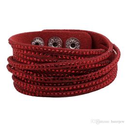 Leather Bracelets Rhinestone Wrap Multilayer Crystal Bracelets Bangle