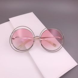 Personalised matching women's gradient lens glasses metal unique full-frame decorative sunglasses Hemp flowers CE114ST