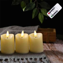 Pack of 2/3/4 Decorative Candles With Remote Control,Battery Operated Flicker Light Flameless Candles Personalised Christmas Y211229