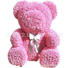 70cm pink Rose Teddy Bear Rose Flower Artificial Decoration Christmas Gifts Women Valentines Gift1