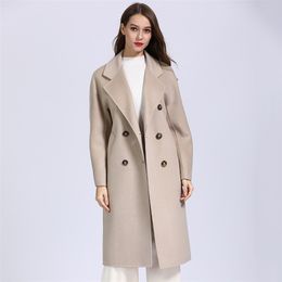 2020 korean coats women pink coat double breasted coat camel coat coats women LJ201202