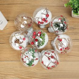 Christmas Tree Transparent Ball Pendant Plastic Decorations Ball Clear Bauble Ornament Gift Present Box Decor Star Pine Cones