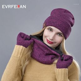 ring beanie Australia - Beanie Skull Caps Evrfelan Winter Hat Scarf And Gloves Set For Women Men Thick 3 Pieces Knitted Beanies Ring Solid Beanie1