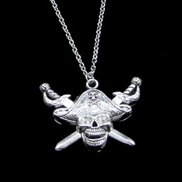 Fashion 45*34mm Pirate Skull And Cross Swords Pendant Necklace Link Chain For Female Choker Necklace Creative Jewelry party Gift