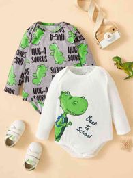 Baby 2pcs Cartoon And Letter Graphic Bodysuit SHE